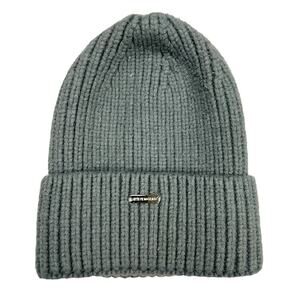 Steve Madden Beanie Dark Grey Ribbed Knit Winter Hat Women's One Size‎ Neutrals